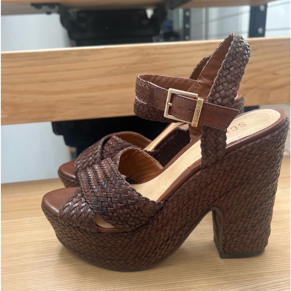 schutz Shoes platform sandals Leather Brown size 7.5